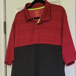 Big And Tall Collared Shirt With Red And Black Color Blocking